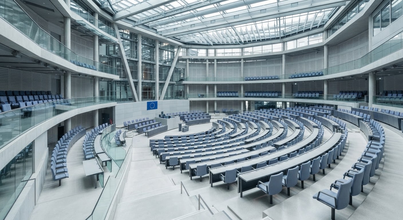 Large international chamber arranged for multilateral dialogue