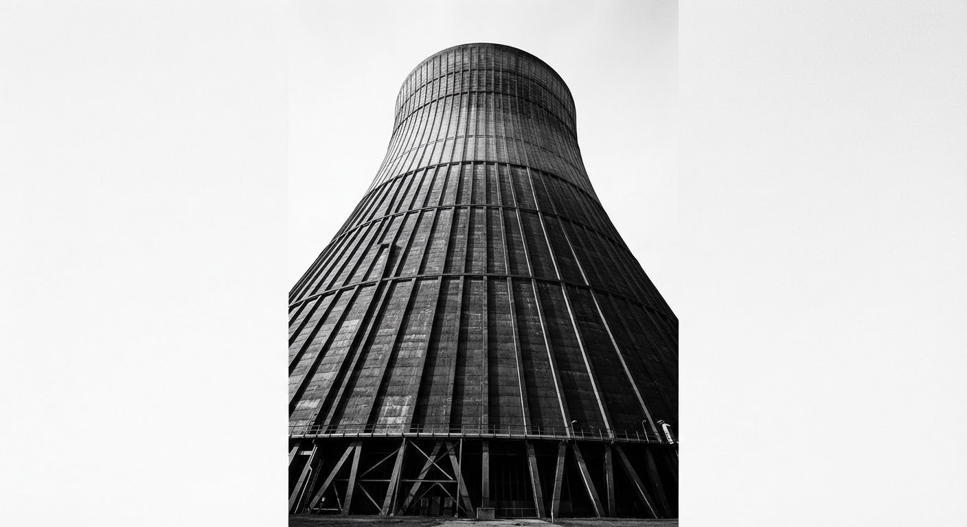 Geometric strategic infrastructure structure photographed in black and white